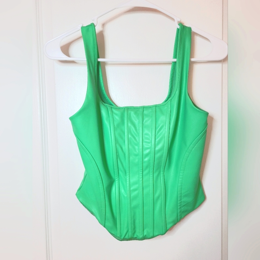 EXPRESS Body Contour Leather Corset Crop Top - SMALL
